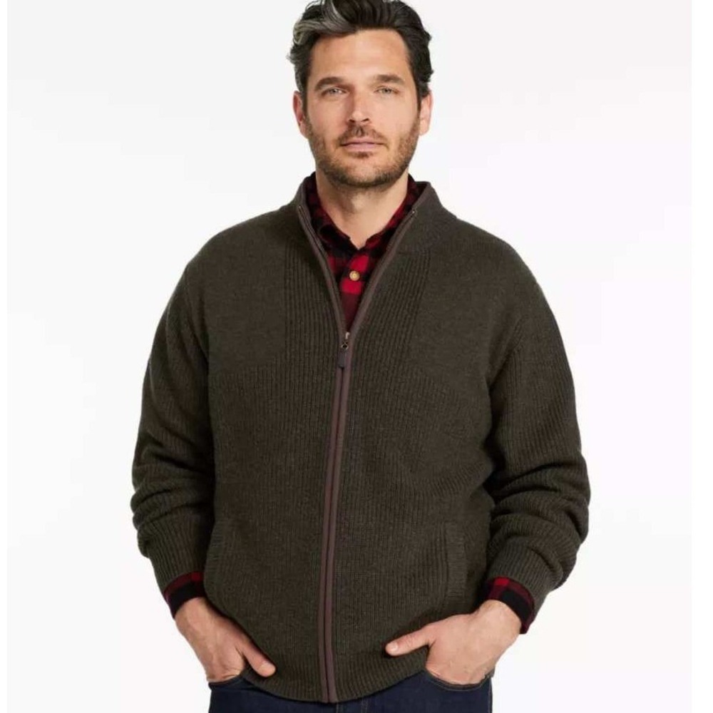 NWT LL Bean Waterfowl Sweater Men XL Tall 100% Merino Lambswool Full Zip